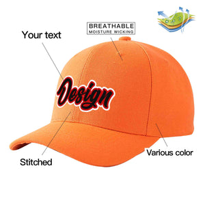 Custom Orange Black-Red Curved Eaves Sport Design Baseball Cap