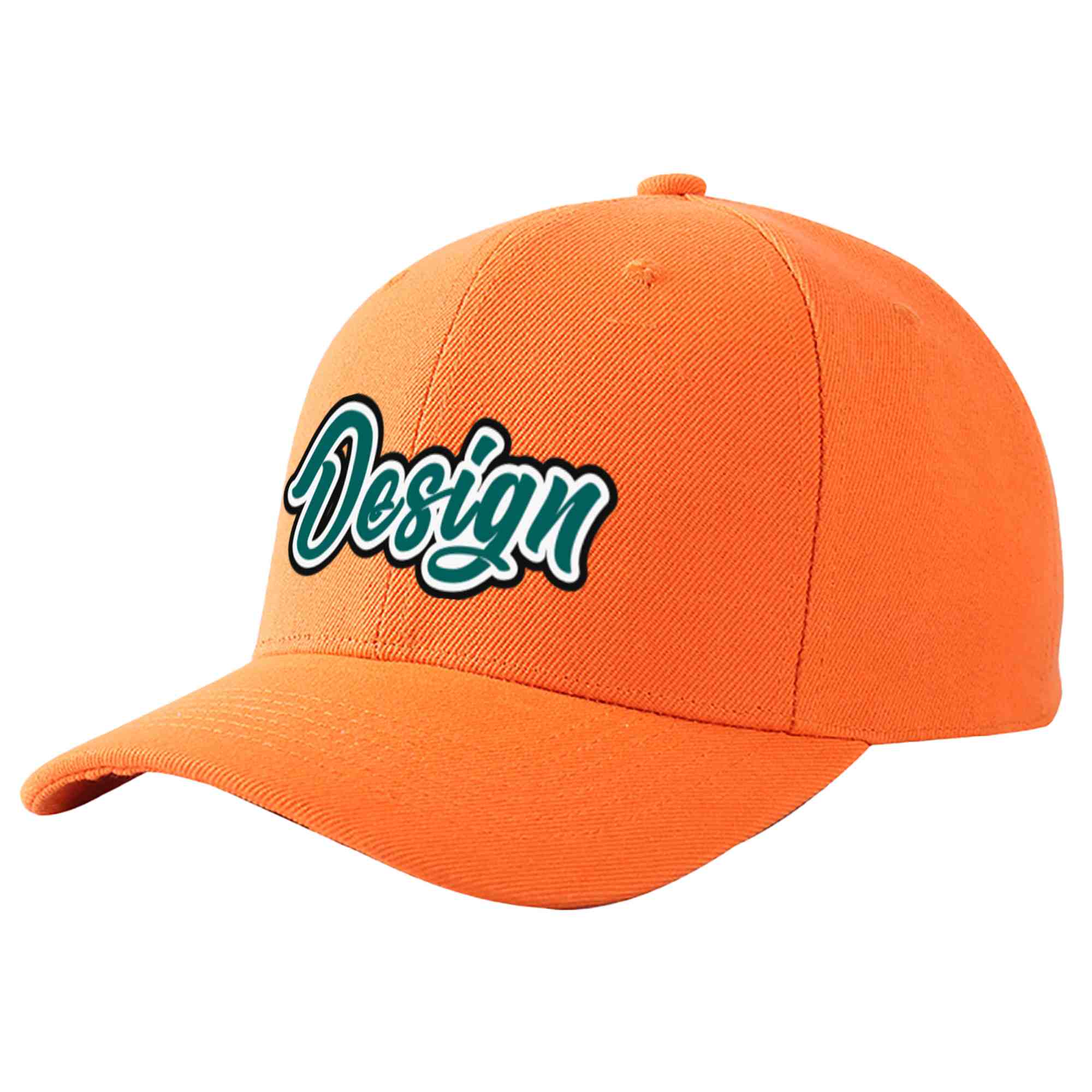 Custom Orange Aqua-White Curved Eaves Sport Design Baseball Cap