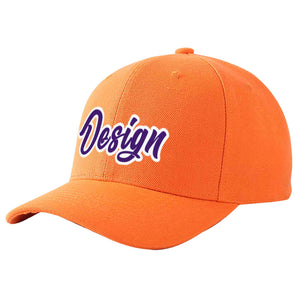 Casquette de baseball incurvée personnalisée orange violet-blanc avec avant-toit