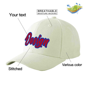 Custom Cream Red-Royal Curved Eaves Sport Design Baseball Cap