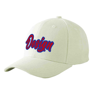 Custom Cream Red-Royal Curved Eaves Sport Design Baseball Cap