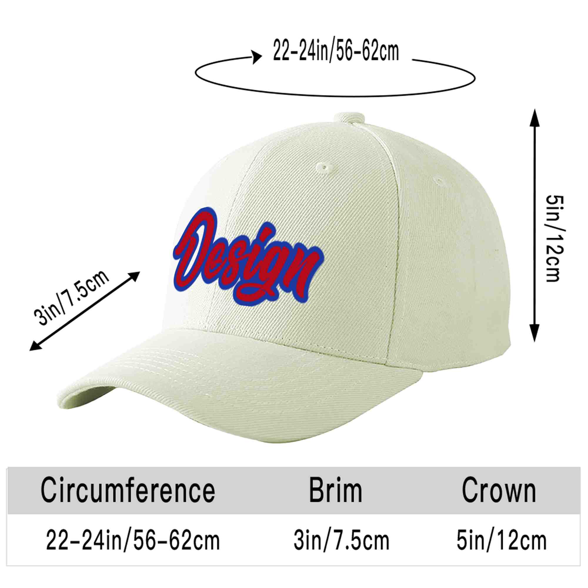 Casquette de baseball personnalisée crème rouge-royal courbée Eaves Sport Design