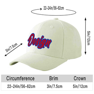 Custom Cream Red-Royal Curved Eaves Sport Design Baseball Cap