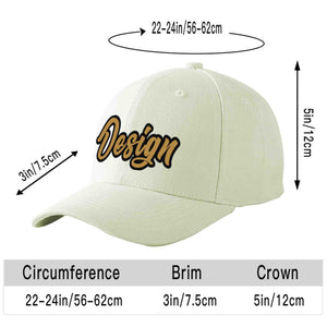 Custom Cream Old Gold-Black Curved Eaves Sport Design Baseball Cap