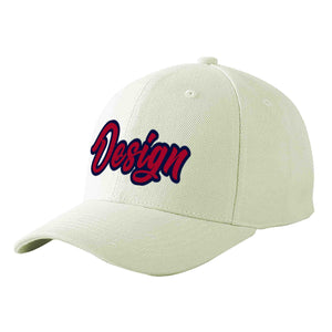 Custom Cream Red-Navy Curved Eaves Sport Design Baseball Cap