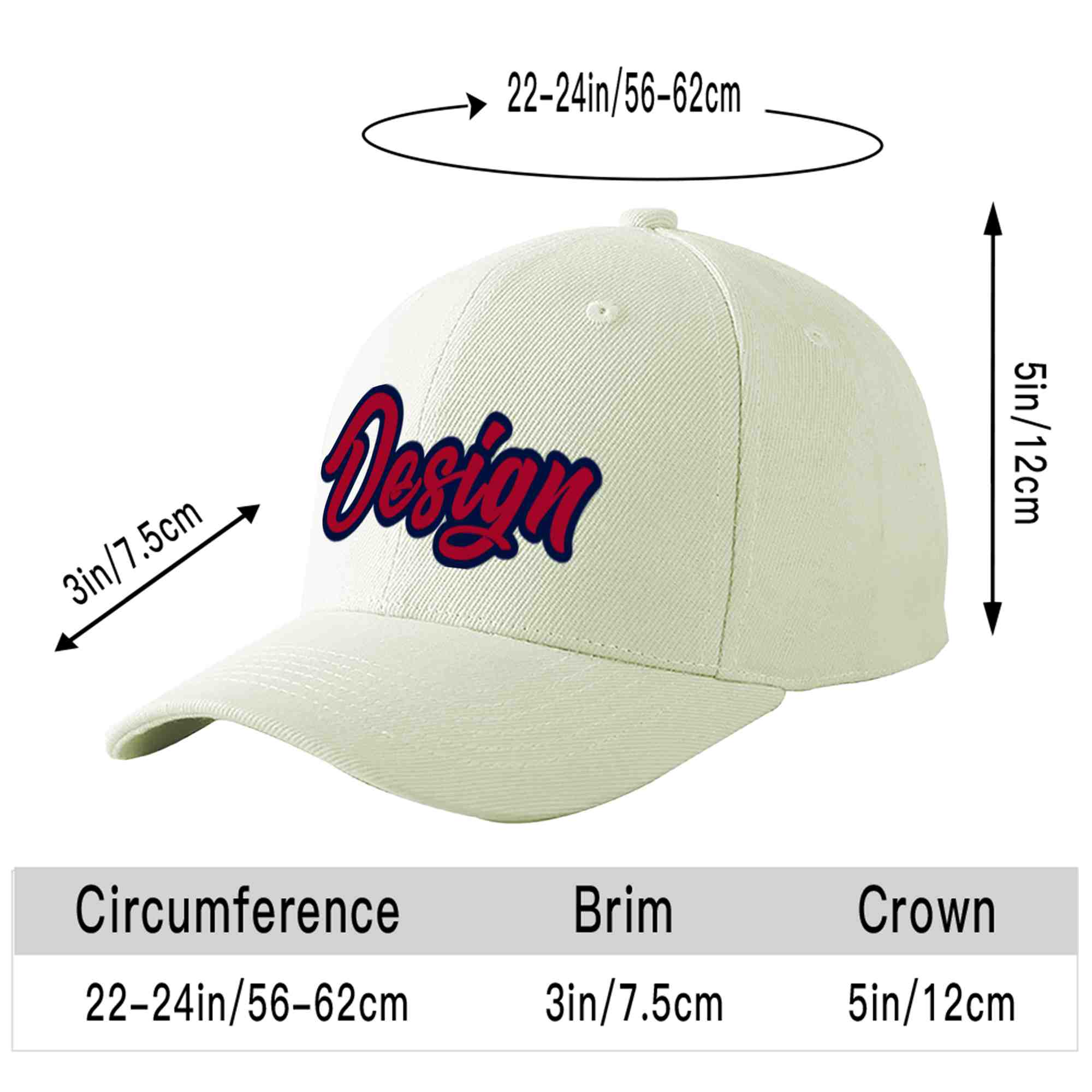 Casquette de baseball personnalisée crème rouge-marine courbée Eaves Sport Design