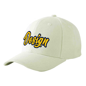 Casquette de baseball personnalisée crème or-marine courbée Eaves Sport Design