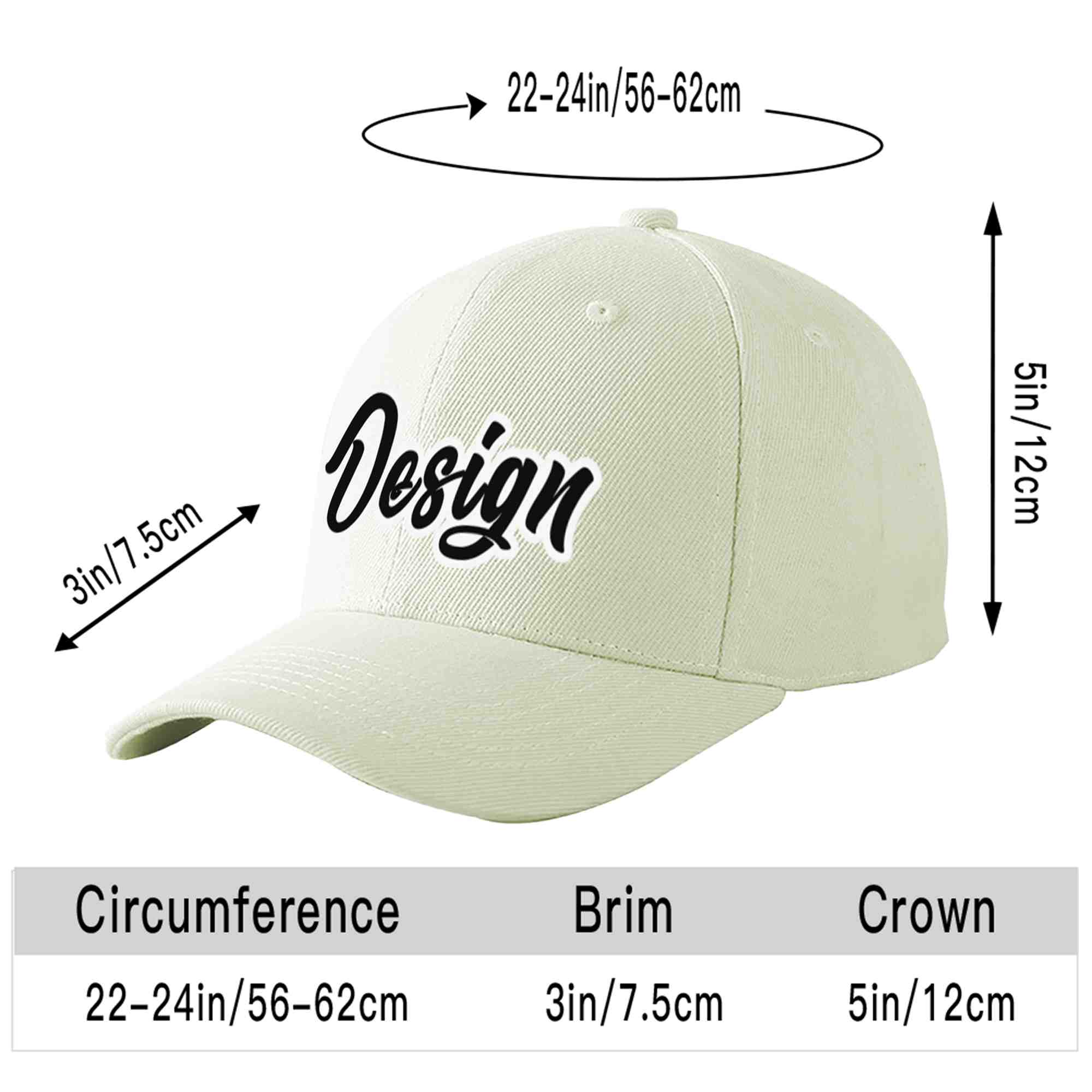 Casquette de baseball de conception de sport incurvée noir-blanc crème personnalisée