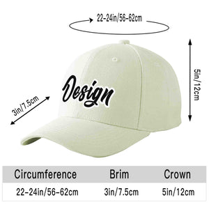 Custom Cream Black-White Curved Eaves Sport Design Baseball Cap