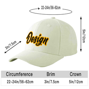 Custom Cream Black-Yellow Curved Eaves Sport Design Baseball Cap