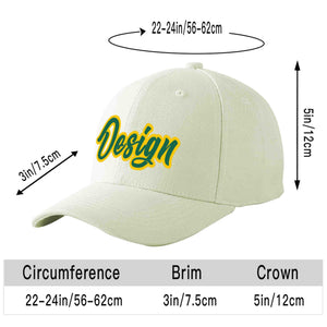 Casquette de baseball personnalisée crème Kelly vert-or courbée Eaves Sport Design