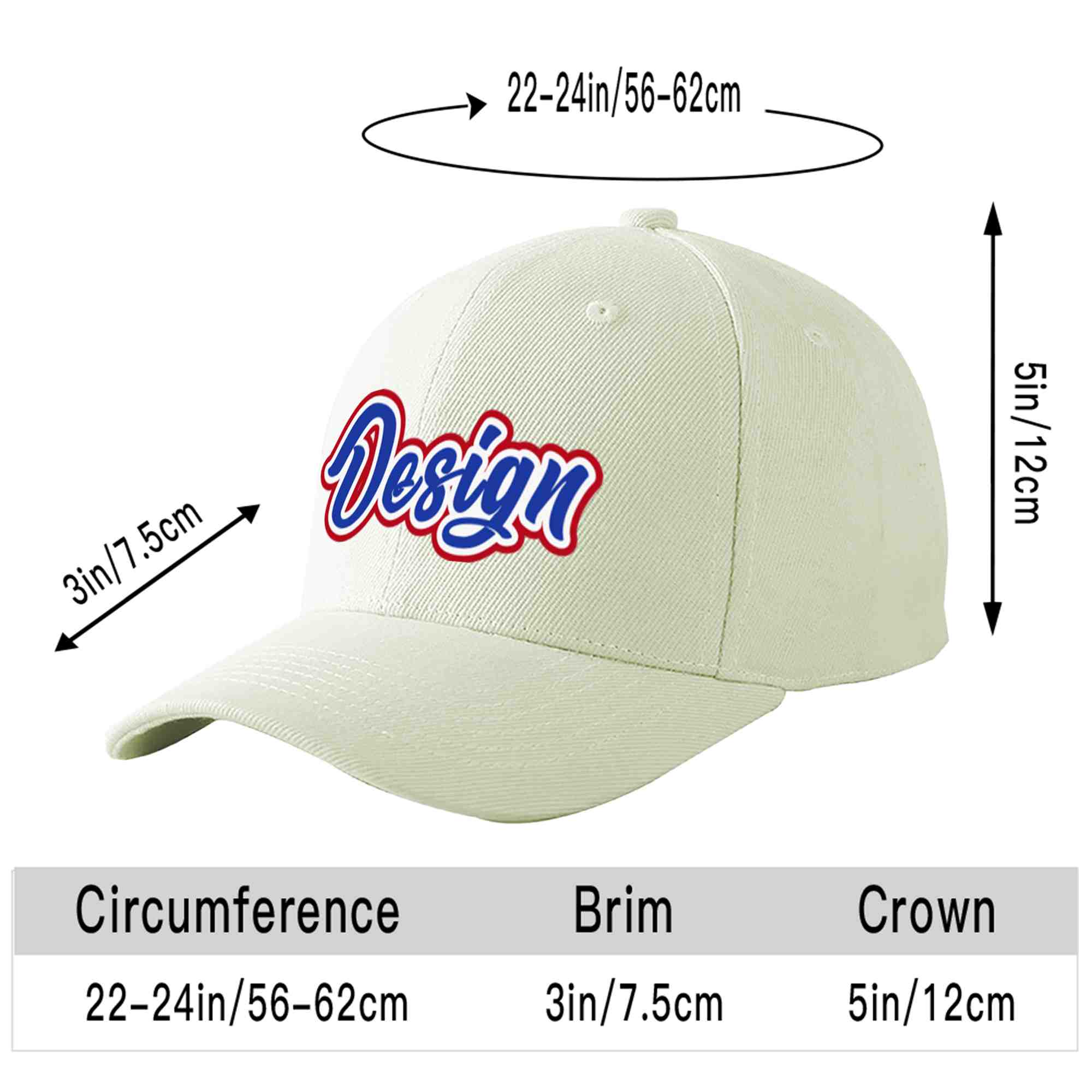 Casquette de baseball personnalisée crème-blanc courbé Eaves Sport Design