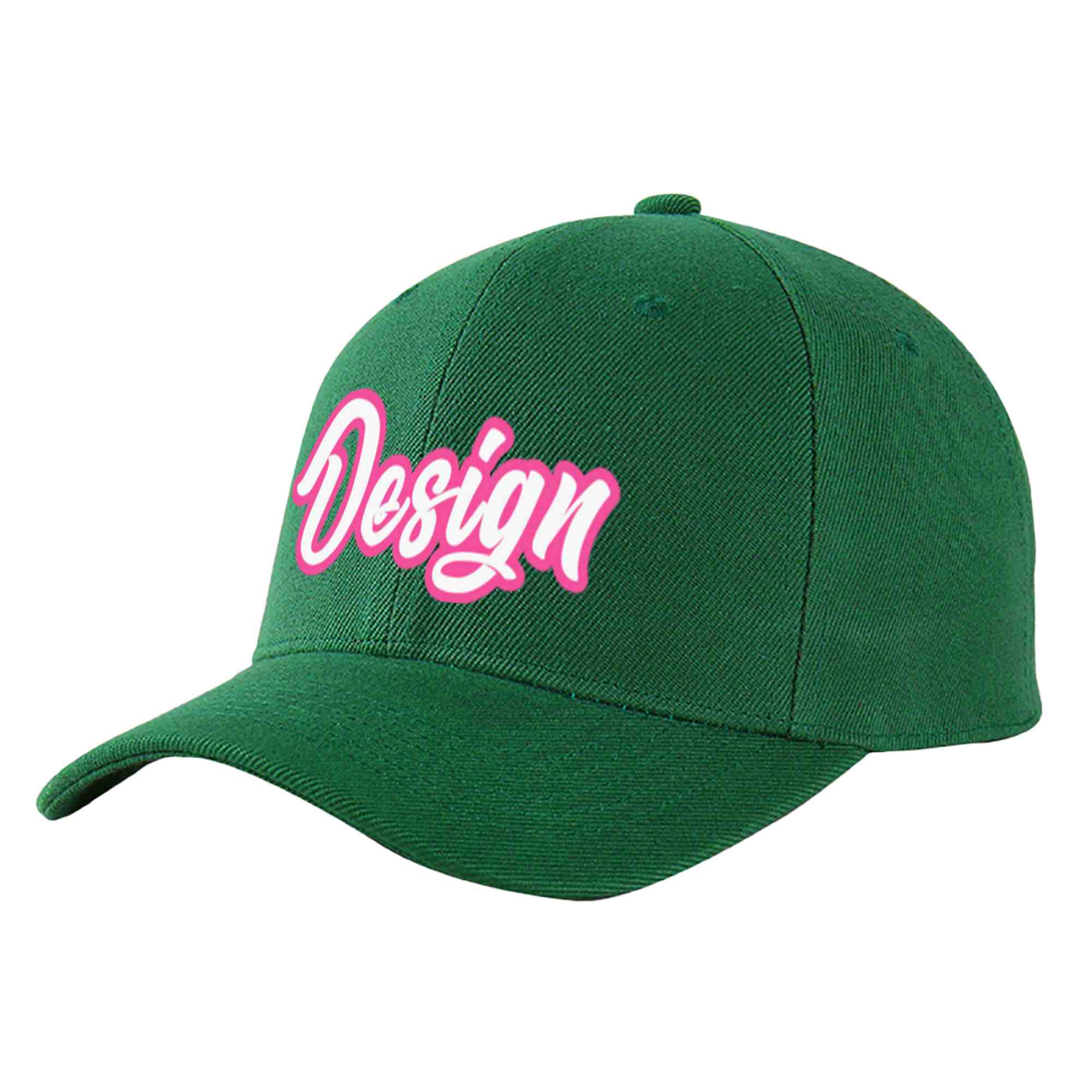 Custom Green White-Pink Curved Eaves Sport Design Baseball Cap