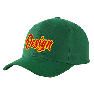 Casquette de baseball de conception de sport incurvée vert rouge-jaune personnalisé