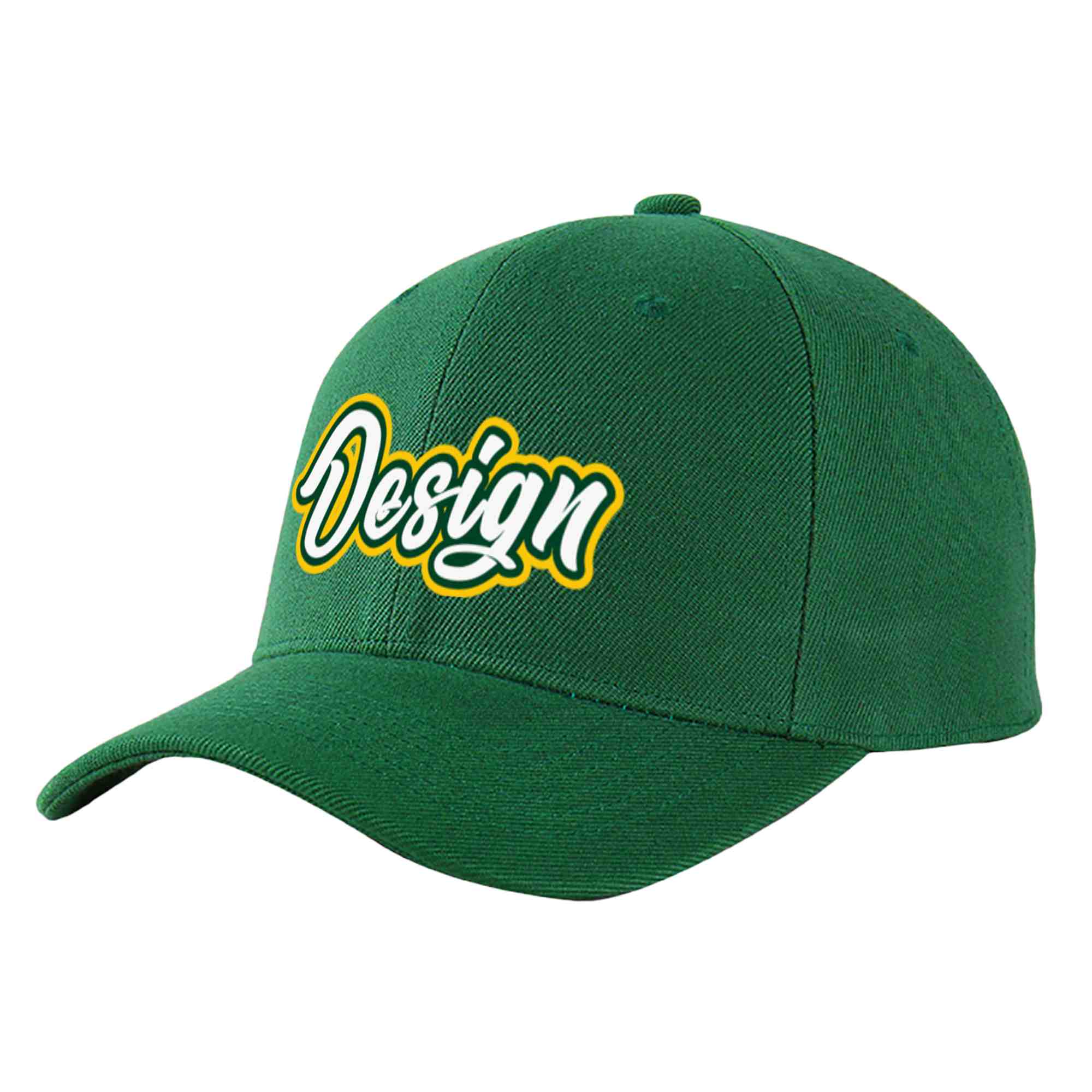 Custom Green White-Kelly Green Curved Eaves Sport Design Baseball Cap