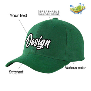 Casquette de baseball incurvée personnalisée vert blanc-noir avec avant-toit