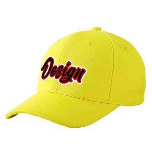 Casquette de baseball personnalisée jaune noir-rouge avec avant-toit incurvé