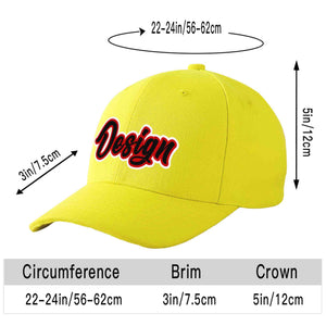 Casquette de baseball personnalisée jaune noir-rouge avec avant-toit incurvé