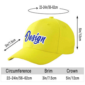 Casquette de baseball personnalisée jaune royal-blanc courbé Eaves Sport Design