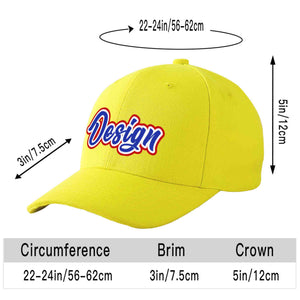 Custom Yellow Royal-White Curved Eaves Sport Design Baseball Cap