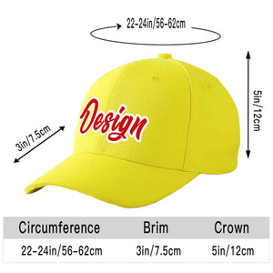 Casquette de baseball personnalisée jaune rouge-blanc avec avant-toit incurvé