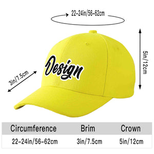 Custom Yellow Black-White Curved Eaves Sport Design Baseball Cap