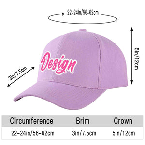 Casquette de baseball personnalisée avec avant-toit incurvé, violet clair, rose et blanc