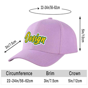 Custom Light Purple Gold-Kelly Green Curved Eaves Sport Design Baseball Cap