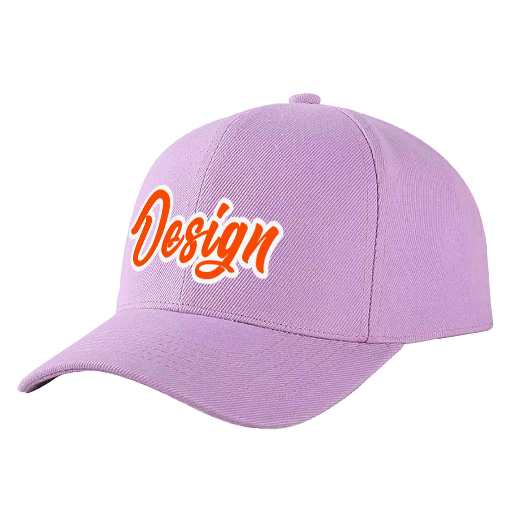 Casquette de baseball incurvée personnalisée violet clair orange-blanc avec avant-toit