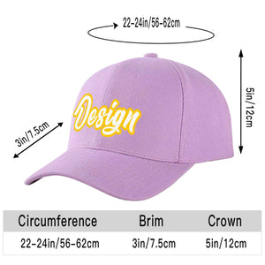 Casquette de baseball personnalisée, violet clair, blanc et or, avec avant-toit incurvé, Design sportif