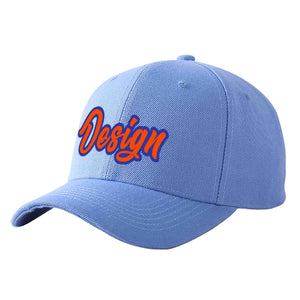 Casquette de baseball personnalisée bleu ciel orange-royal courbée Eaves Sport Design