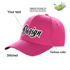 Custom Rose Red Black-White Curved Eaves Sport Design Baseball Cap