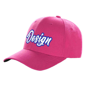 Custom Rose Red White-Royal Curved Eaves Sport Design Baseball Cap