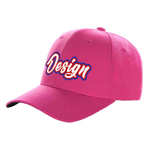 Custom Rose Red White-Red Curved Eaves Sport Design Baseball Cap