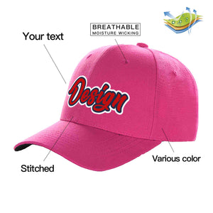 Custom Rose Red Red-Navy Curved Eaves Sport Design Baseball Cap