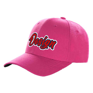 Custom Rose Red Red-Navy Curved Eaves Sport Design Baseball Cap