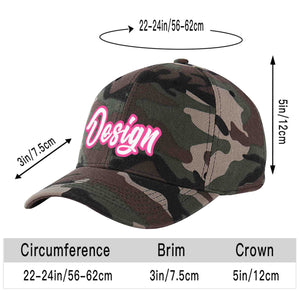 Casquette de baseball personnalisée camouflage blanc-rose avec avant-toit incurvé et design sportif