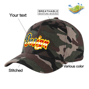 Casquette de baseball personnalisée avec motif camouflage vintage, drapeau américain, avant-toit incurvé doré, design sportif