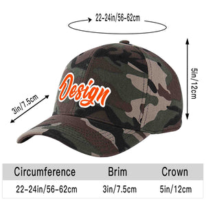 Casquette de baseball personnalisée camouflage orange-blanc avec avant-toit incurvé et design sportif