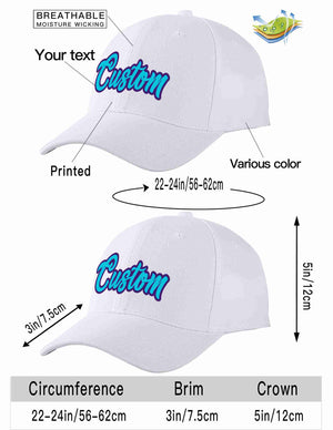 Conception personnalisée de casquette de baseball de sport incurvée bleu clair-violet blanc pour hommes/femmes/jeunes