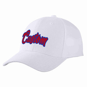 Conception personnalisée de casquette de baseball de sport incurvée blanc rouge-royal pour hommes/femmes/jeunes