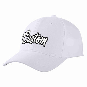 Conception personnalisée de casquette de baseball de sport incurvée blanc-noir blanc pour hommes/femmes/jeunes