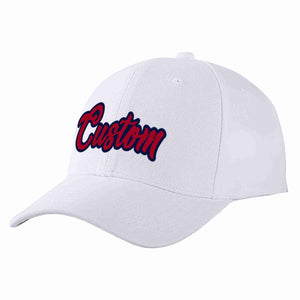 Custom White Red-Navy Curved Eaves Sport Baseball Cap Design for Men/Women/Youth