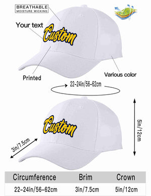 Conception personnalisée de casquette de baseball de sport incurvée blanc jaune-marine pour hommes/femmes/jeunes