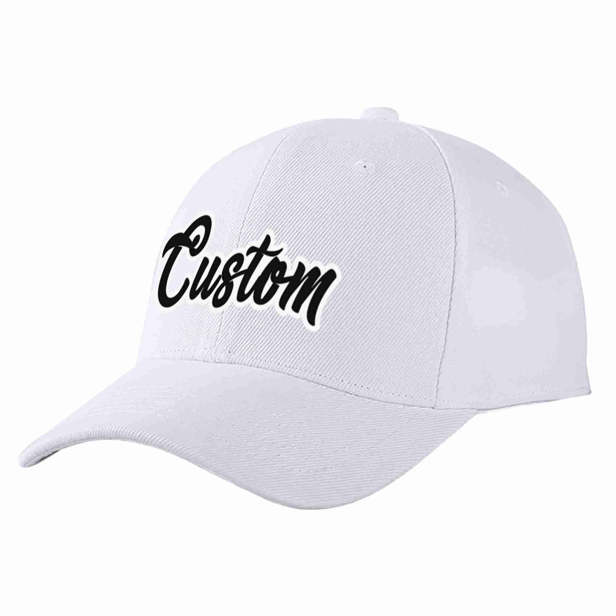 Custom White Black-White Curved Eaves Sport Baseball Cap Design for Men/Women/Youth