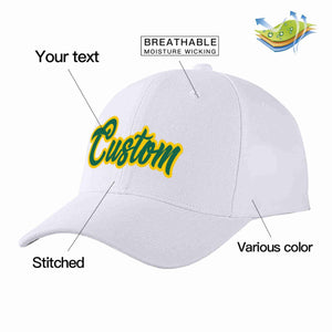 Casquette de baseball de sport incurvée blanche Kelly vert-jaune personnalisée pour hommes/femmes/jeunes