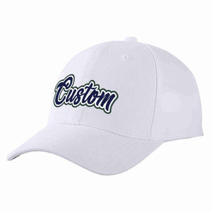 Conception personnalisée de casquette de baseball de sport incurvée blanc marine-blanc pour hommes/femmes/jeunes