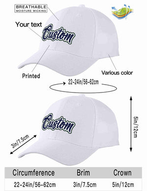 Conception personnalisée de casquette de baseball de sport incurvée blanc marine-blanc pour hommes/femmes/jeunes