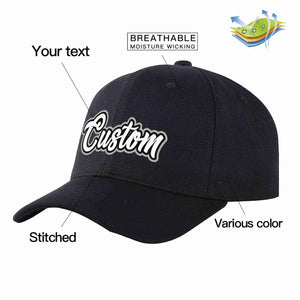 Conception personnalisée de casquette de baseball de sport incurvée noir blanc-noir pour hommes/femmes/jeunes