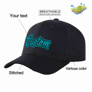 Custom Black Aqua-Black Curved Eaves Sport Baseball Cap Design for Men/Women/Youth